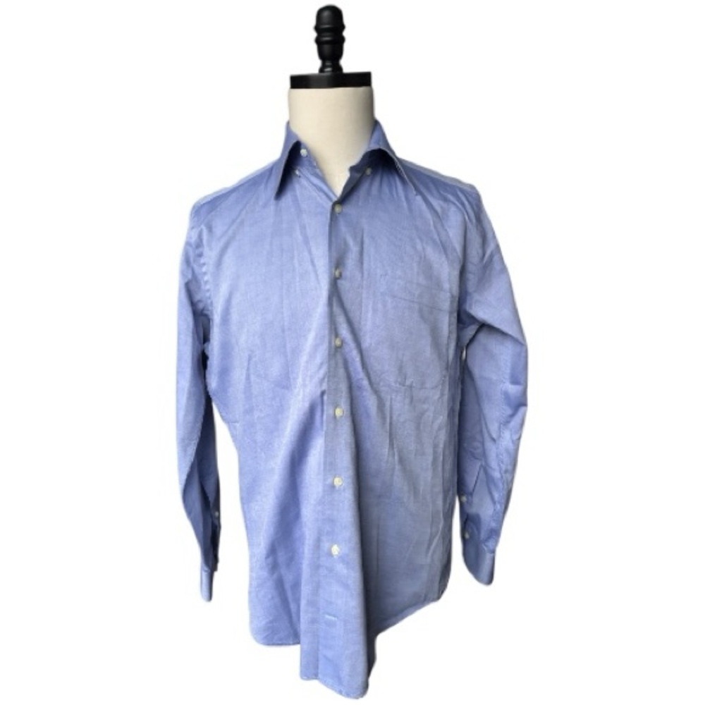 Peter Millar Blue classic cotton dress shirt button down collar | Medium